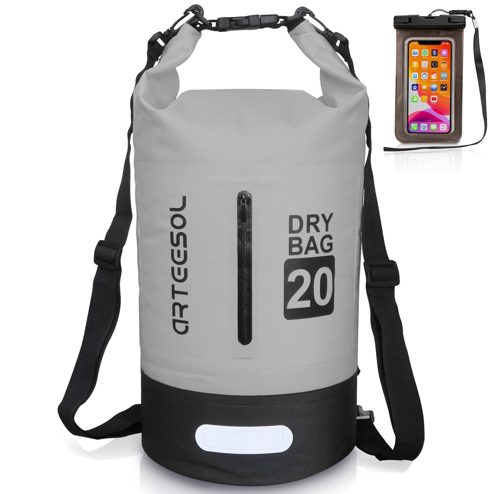 Blackace arteesol Dry Bag 5L/10L/20L/30L Wet Bag Waterproof Bag with Phone Pouch Double Shoulder Strap Backpack for Travelling Fishing Cycling Kayaking Swimming Boating Beach