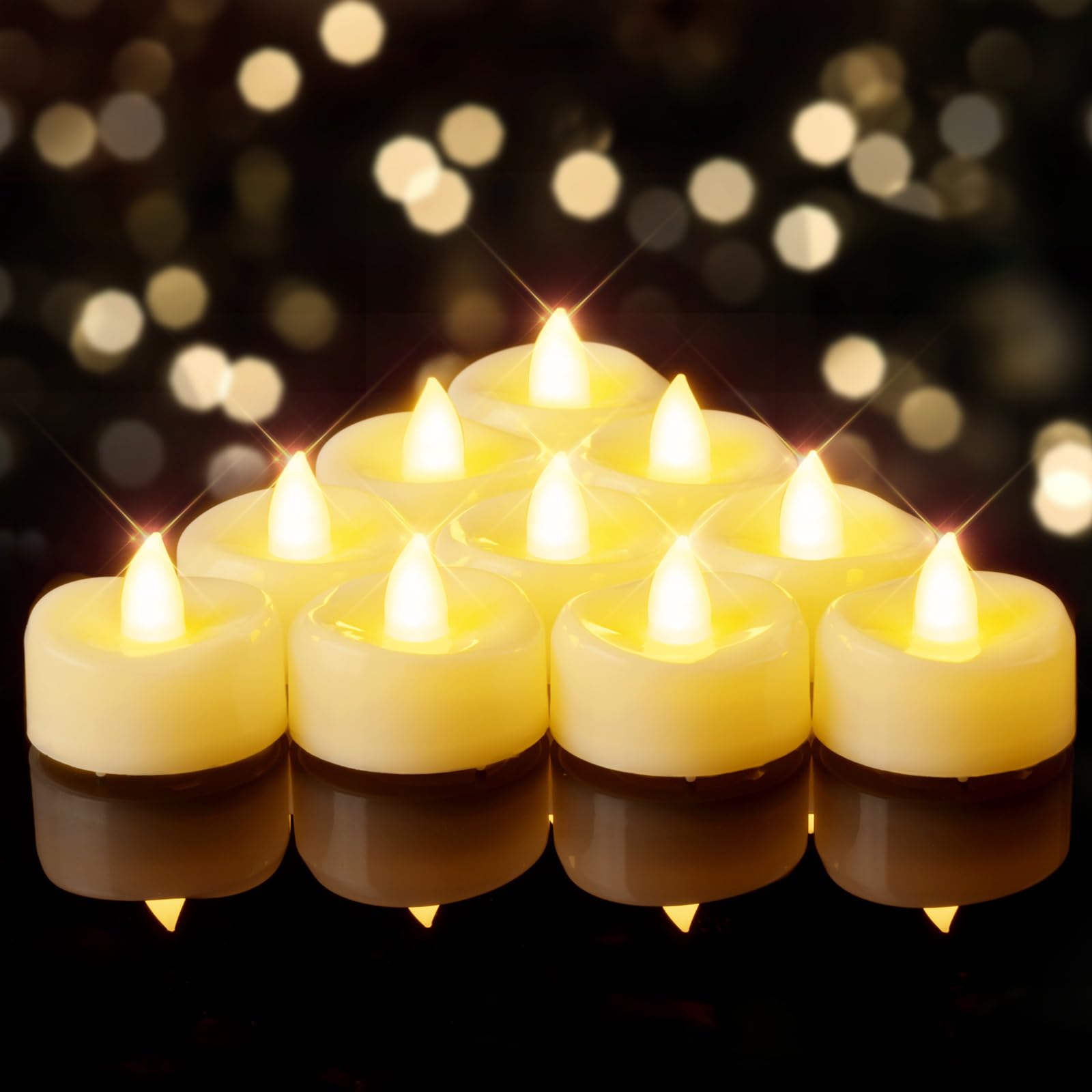 Photo 1 of BEICHI Flameless Candles, 12/24/50/100/150 Pack Tea Lights Battery Operated, No Flickering Votive Candles LED Tea Lights for Halloween Christmas Wedding Home (12 Pack, Ivory Shell)