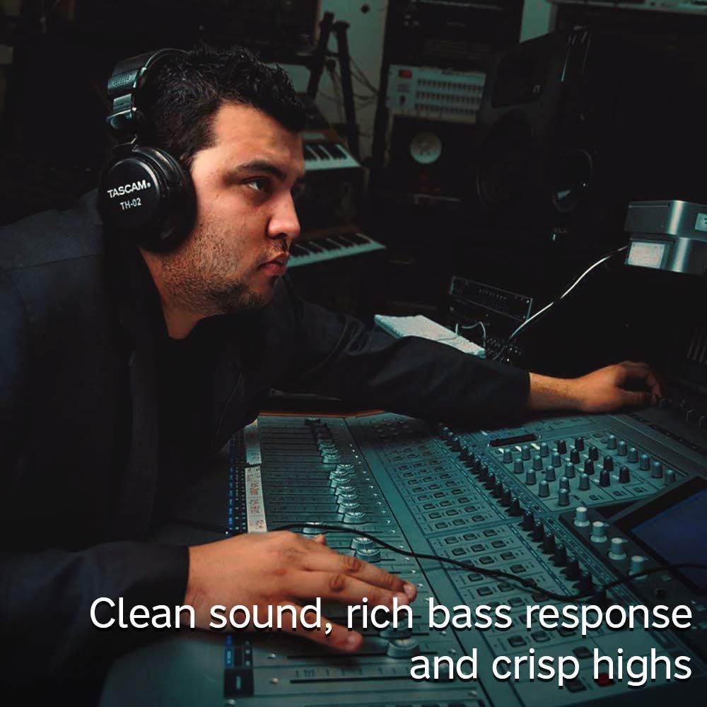 Tascam TH-02 Closed Back Studio Headphones, Black: Musical Instruments