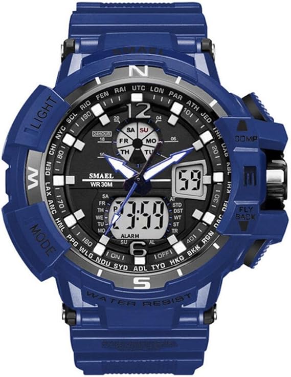 Amazon 腕時計 メンズ Smael腕時計 メンズウォッチ 防水 スポーツウォッチ アナログ表示 デジタル 多機能 ミリタリー ライト時計 運動 腕時計 電子腕時計 男女兼用 ブルー メンズ腕時計 腕時計 通販