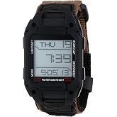 Humvee Men's Military Watch, Digital Watch, Recon Nylon Strap, Tactical Tough, Water Resistant 5 ATM, Sport Watch, Face 32 X 52mm. Quartz Stainless Steel, Black