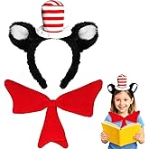 BlissfulTie Red and White Striped Hat Headband - Dr. Week Seus Costume, Cat in the Het Headband for Reading week, Halloween