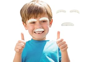 FUNMULAR Old Man Costume Old Man Mustache and Eyebrows Set, Fake Stick-on Mustache and Eyebrows - Kids Old Man Costume For Boys (White)