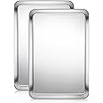 Terlulu Baking Sheet, Cookie Sheet, Stainless Steel Baking Pan, 2 Piece-16''x 12'' x 1'', Sheet Pan for Oven, Jelly Roll Pan, Baking Tray for Baking&Roasting, Nonstick&Nontoxic&Easy Clean