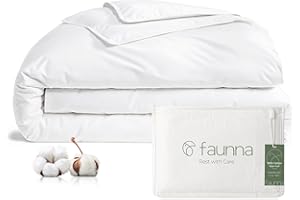 FAUNNA 100% Cotton Duvet Cover, Hypoallergenic Bed Bug Proof White Minimalist Comforter Cover Zipper-Featuring Antimicrobial Product Protection for Enhanced Freshness Duvet Protector (Queen)