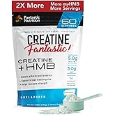 Fantastic Nutrition's Creatine + HMB — Clinically Dosed 5g Creapure German Creatine Monohydrate Plus 3g myHMB for Strength, Lean Muscle & Recovery — 60 Servings, Unflavored
