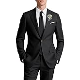 Aowdoy Men Casual Suits Classic Fit 2 Piece Suit One Button Lightweight Blazer Jacket Pants Set for Business Prom Wedding