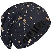 Gold Stars Satin Bonnet Hair Wrap for Sleeping Lined Beanie Sleep Cap for Curly Hair Cover Women Men Gifts