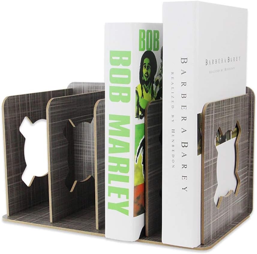 Desk Book Rack Wooden Book Ends Book Holder Stand Bookends for Book Shelf Magazine File Rack Holder Files Divider Desktop Documents Organiser CD DVD Rack Stand Display 4 Compartments Hollow - Image 3