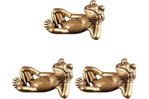 IMIKEYA Outdoor Statues Outdoor Statues 3 Pieces Brass Frog Statue, Gold Frog Meditation Decor Brass Frog Figurine Leisure Life Frog Statue Leisure Life Frog Frog Decor Frog Decor