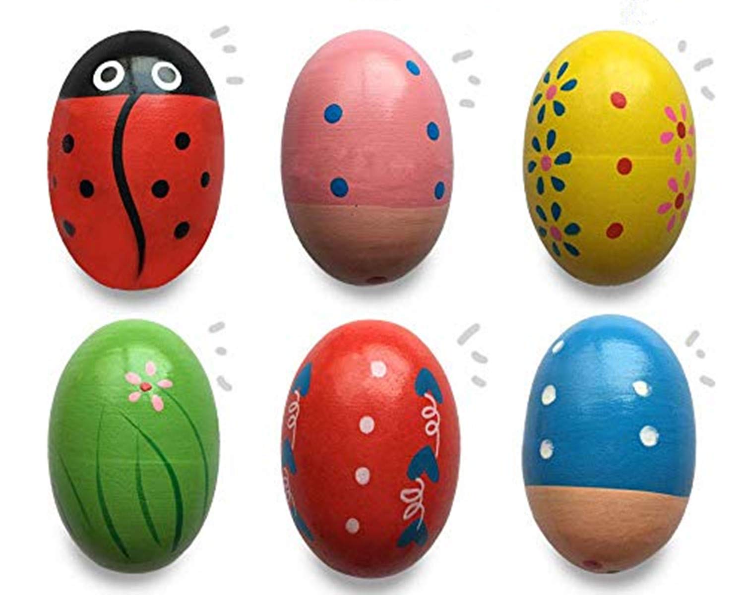 JoFAN 6 Pack Wooden Percussion Musical Shake Eggs Easter Egg Shakers for Kids Boys Girls Toddlers Easter Gifts Easter Basket Stuffers Fillers