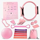 NITMTYOU Home Pilates Essentials Kit for Women - Complete Set with 9" Yoga Ball, Figure 8 Resistance Band, Pilates Bands, Accessories, and Pilates Ring - Perfect for Beginners Home Workouts