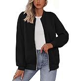 MEROKEETY Womens Long Sleeve Zip Up Sweatshirts Jackets Casual Loose Outwear with Pockets