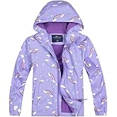 Jingle Bongala Kids Waterproof Rain Jackets Lightweight Raincoats Fleece & Knitted Lining Hooded Windbreaker for Boys Girls