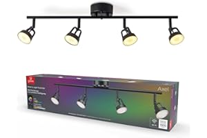 Globe Electric 57503 Wi-Fi Smart 4-Light LED Track Lighting, Matte Black, No Hub Required, Voice Activated, 28 W, 7 Watts per