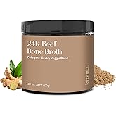 Kroma 24K Beef Bone Broth Powder - 10 Servings Jar, 7.8 Oz – 100% Grass Fed Gluten Free Powder - Collagen-Rich High Protein Broth w/Organic Ingredients - Animal Based Protein for Gut Health & Joint Support
