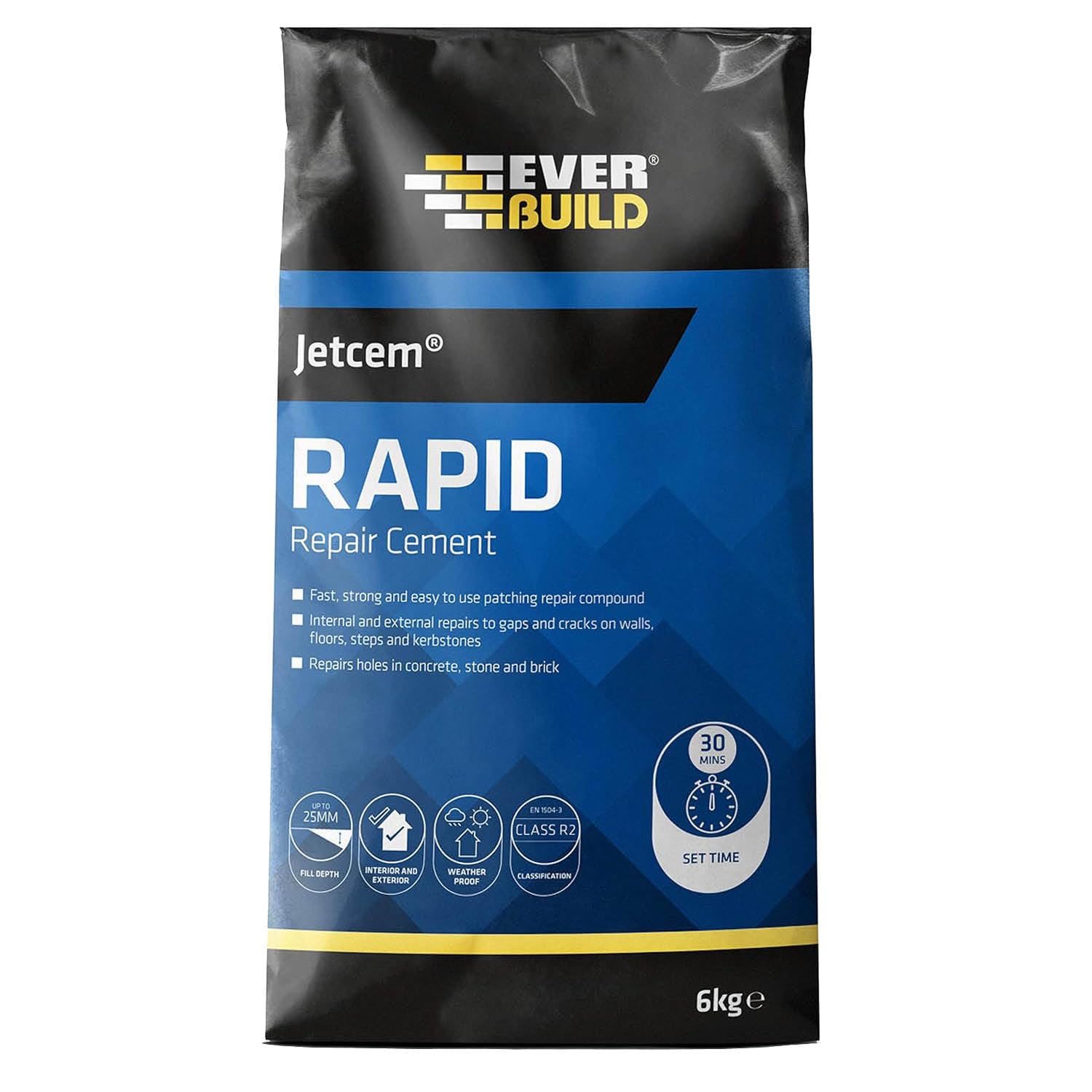 Everbuild – Jetcem Rapid Set Cement – Internal And External Use – Ideal For Repairing Cement – Easy Mix Formula – Fast-Setting – Grey – 6kg Bag