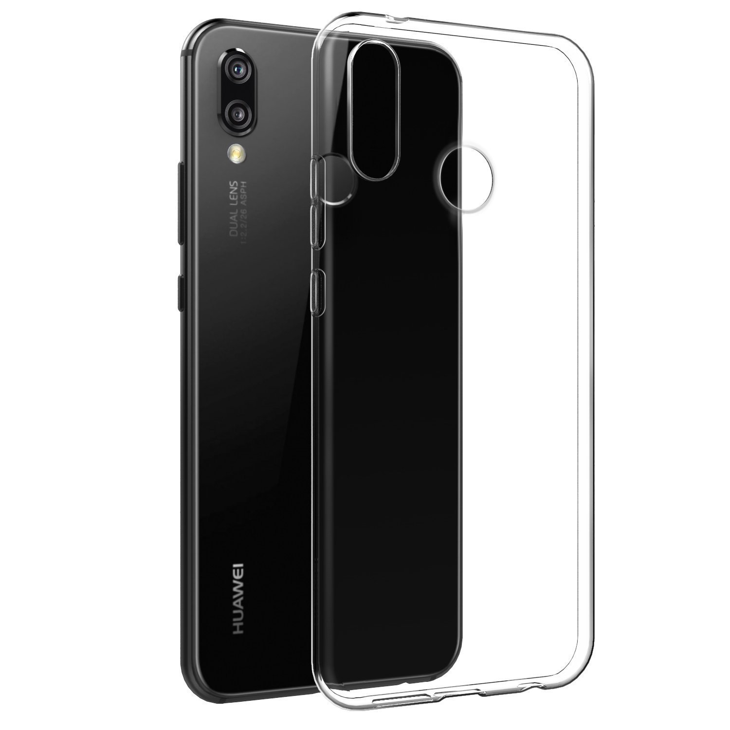 iPro Accessories Case For Huawei P20 Lite, Clear Case For Huawei P20 Lite, [Fusion] [Clear] [Silicone Case] [Slim] [Phone Charm] [Gel Case] [Transparent] [Shock Absorption]