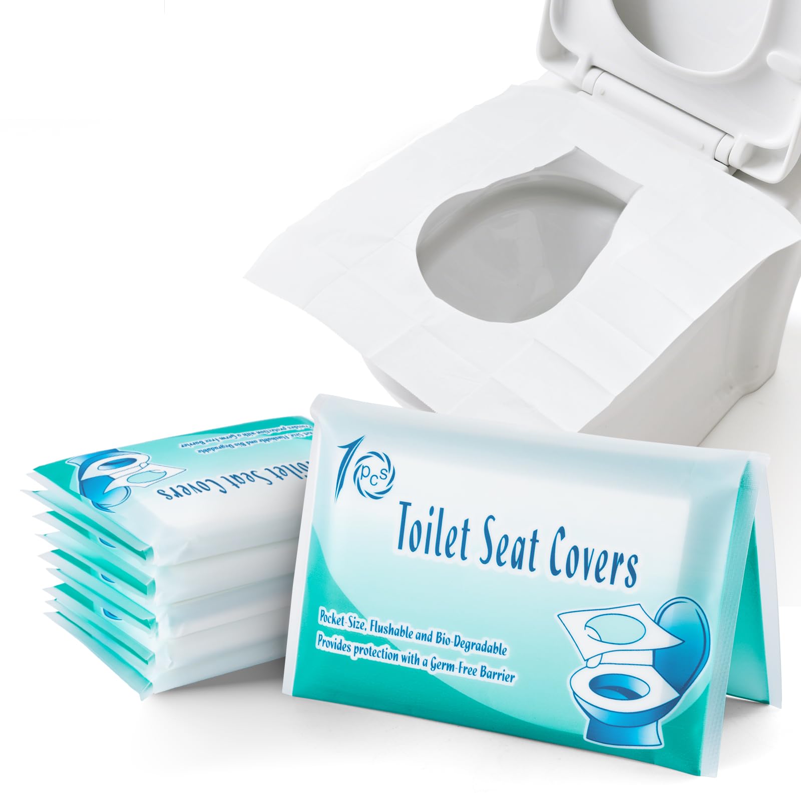 Ruitena 60 Disposable Toilet Seat Covers, Flushable, Portable & Travel-Friendly, Hygienic Anti-Germ Barrier, Paper Toilet Seat Covers for Public Toilets