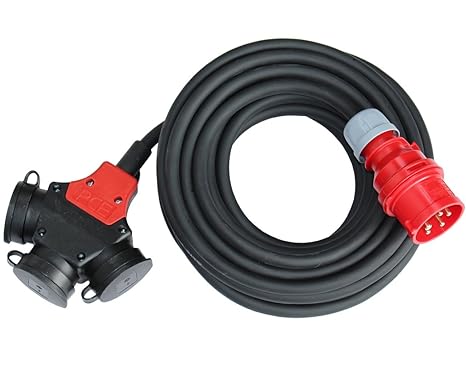 CEE Adapter Stromverteiler 10m 5x2,5mm² H07RN-F 16A 400V - 3x230V Verteiler