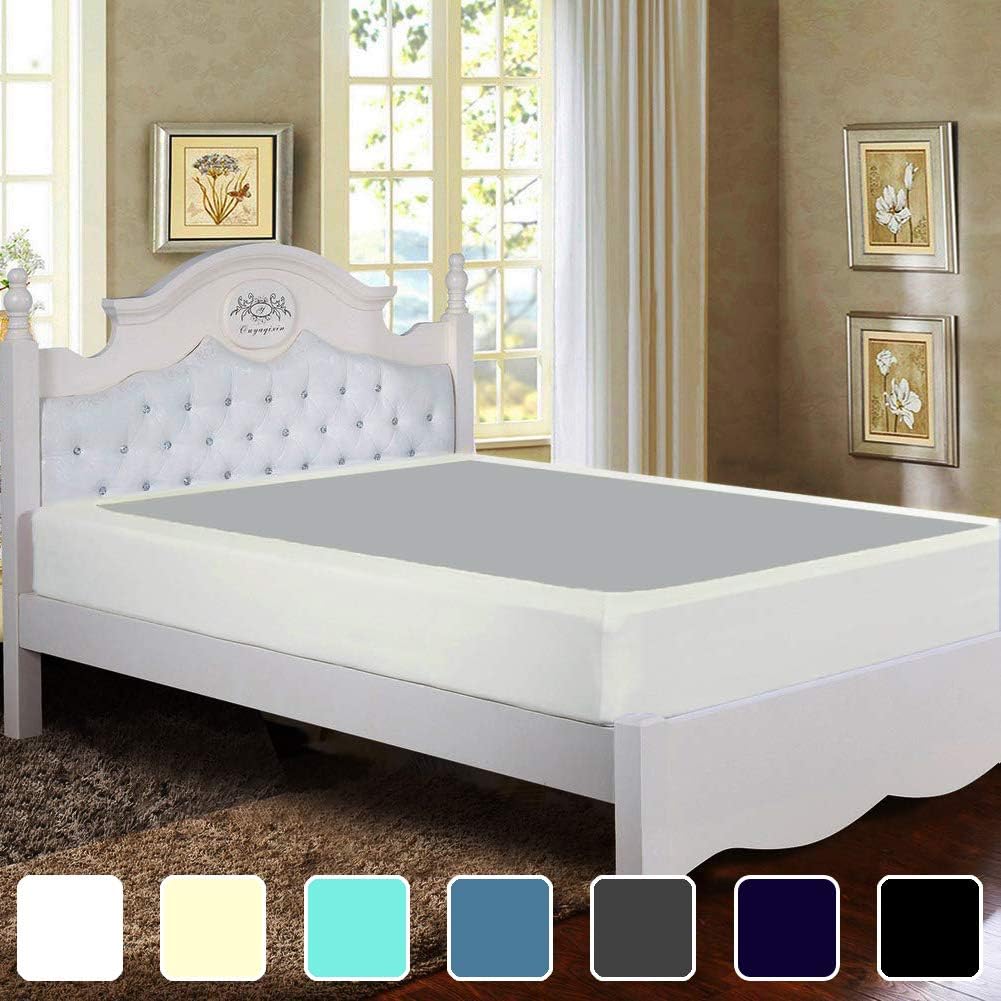 Twin Six Premium Bed Box Spring Cover, Twin/Twin XL Size, Update Bed Skirt, Mattress Protector Encasement, Ivory