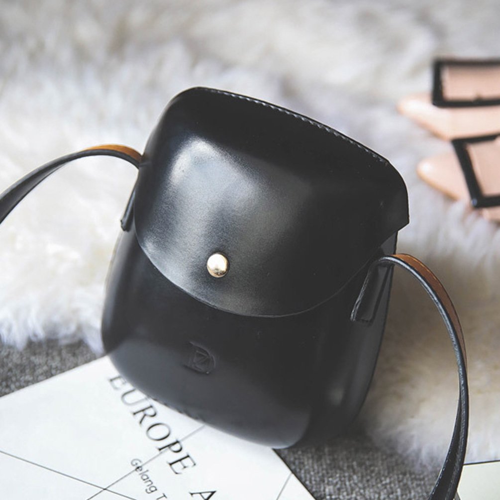 Vbiger Umhängetasche Kleine Damen Leder Schultertasche Handtasche (Schwarz1)