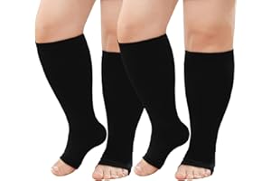 CaiDieNu Open Toe Plus Size Compression Socks: Wide Calf Graduated Compression Stockings for Men Women Large Compression Sock