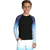BRISIRA Boys Rash Guard UPF 50+ Kids Swim Shirt Long Sleeve Fishing SPF Sun Protection Quick Dry Cooling for Youth 6-16Y