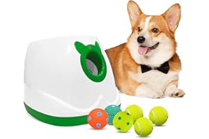 BEEYEO Dog Ball Launcher Automatic Ball Launcher, Interactive Throwing Game Launch for Small & Medium Dogs, Dog Ball Thrower with 6pcs Balls for Indoor Outdoor