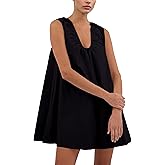 TAQCUX Babydoll Dress for Women Summer Tank Mini Dresses Sleeveless Scoop Neck Ruched Short Sundress with Pockets