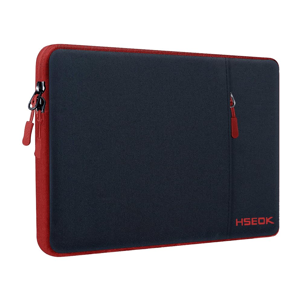 Photo 1 of Hseok Laptop Case 15.6 Inch Sleeve, Shockproof Protective Water Repellent with Accessory Pocket,Compatible with Mac Pro 16 inch 2025-2019, Sleeve Bag for Most 15 15.6 16 Notebooks,Black&Red