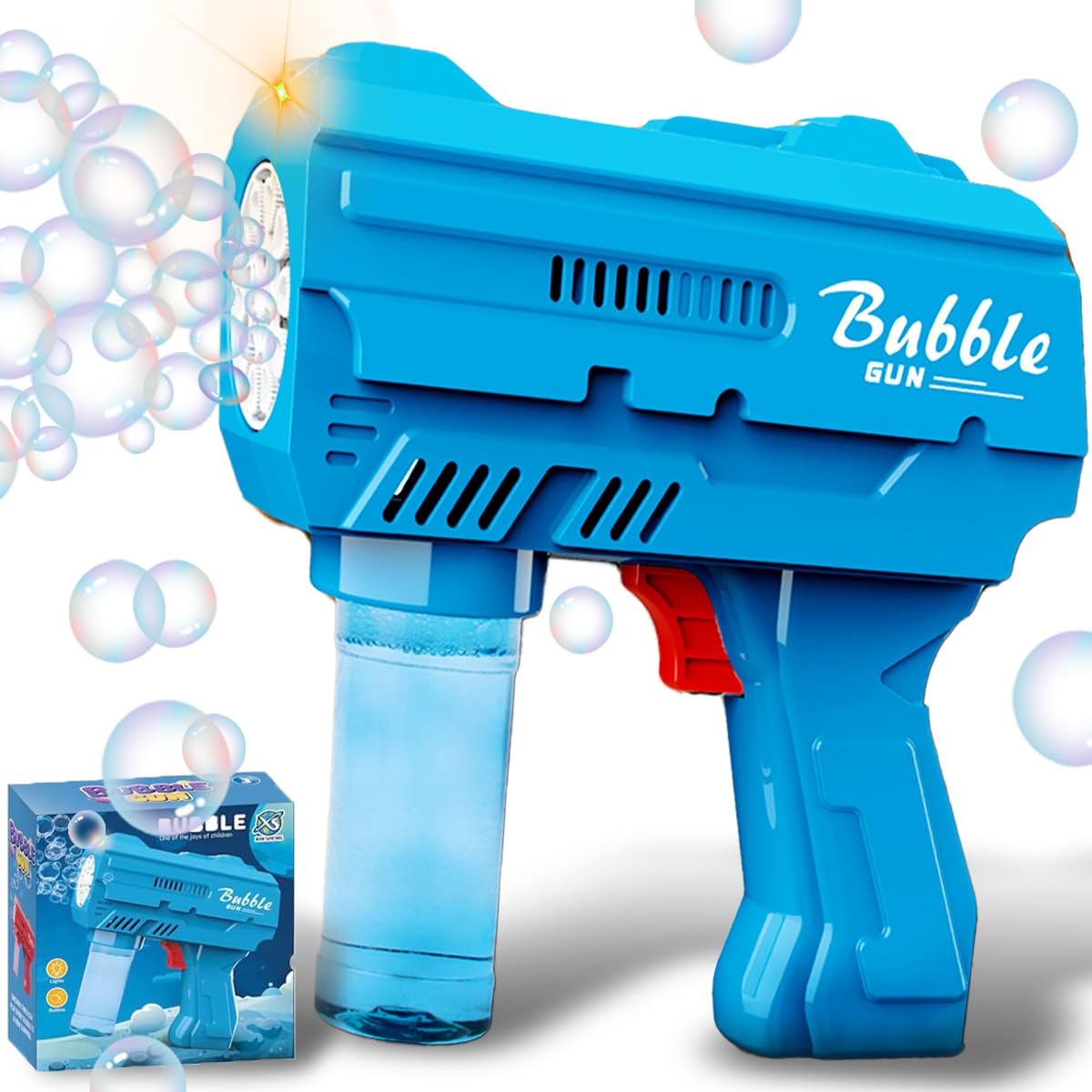 Photo 1 of Kids Bubble , Bubble Blaster with Refill Solution, Automatic Bubble Maker Blower & LED Light, Bubble Machine Guns for Toddlers Age 3-8, Outdoor Toys?Birthday Gifts?Easter, Wedding, Party (Blue)
