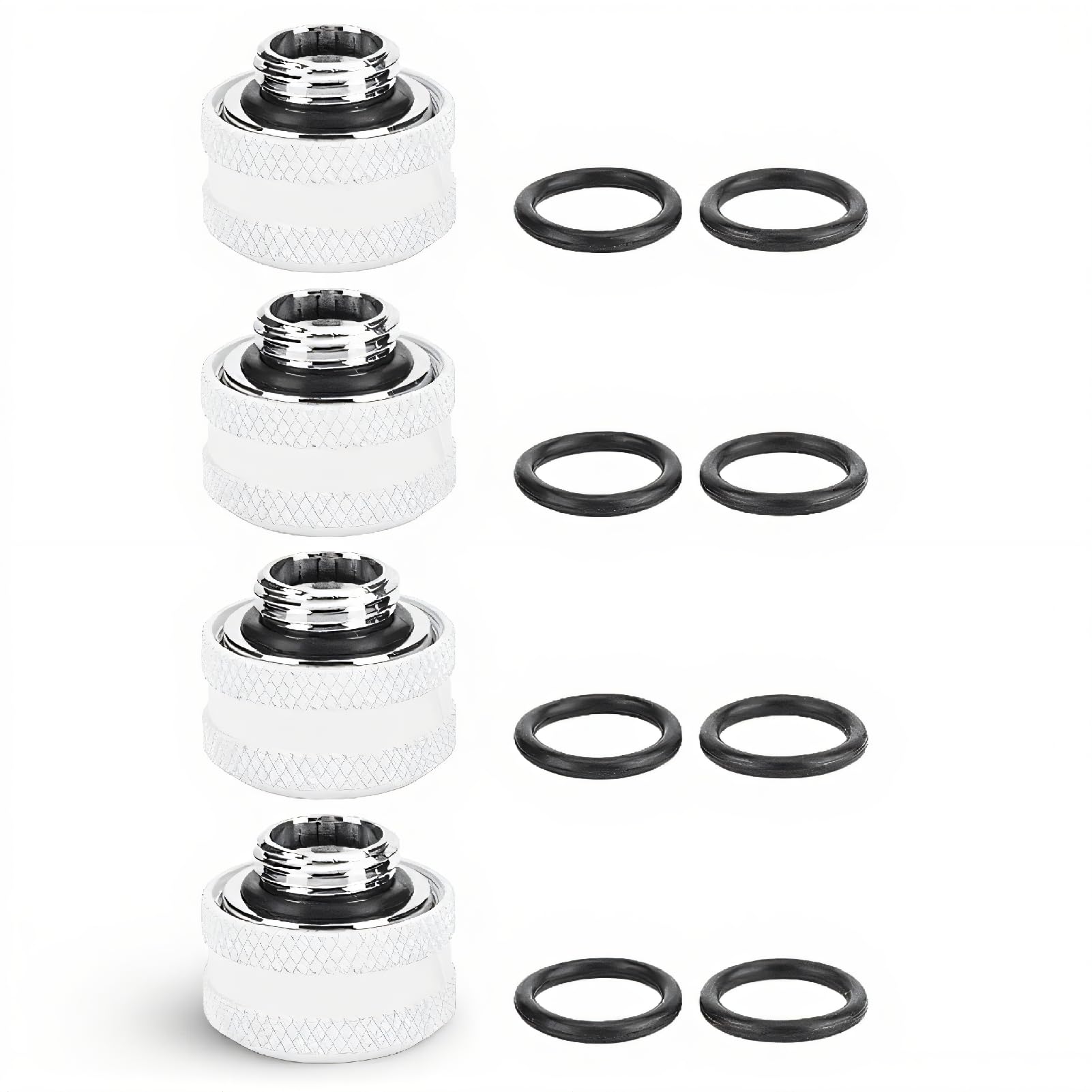 Richer-R 4 Pieces/6 Pieces Water Cooling Compression Connector for Rigid Acrylic Tube OD 14 mm (4 x White)