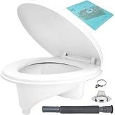 Xastro Complete Composting Toilet Kit with Urine Diverter &amp; Toilet Seat Kit | 365x276mm Large Opening, Mirror Finish ABS, Cutting Template &amp; Hose, for RV, Cabin, Boat, Off-Grid