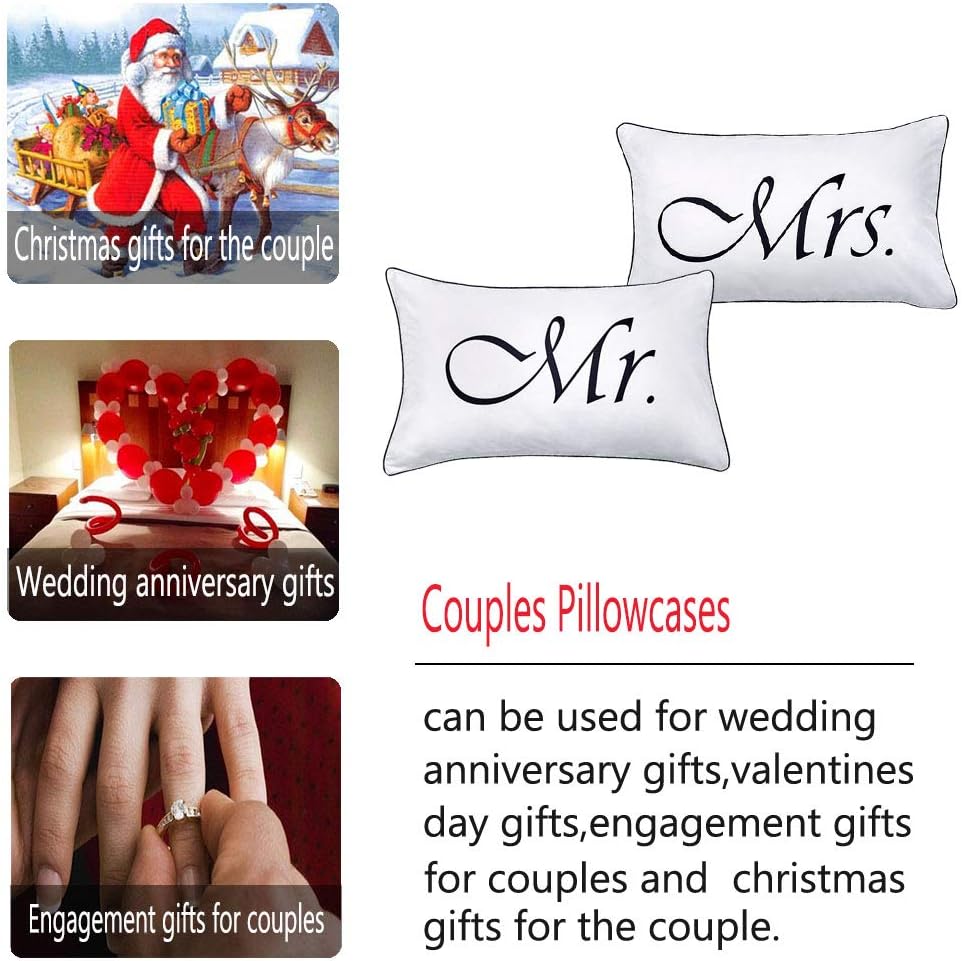 DasyFly Mr and Mrs Pillow Cases,His and Hers Couples Pillowcases - Image 5
