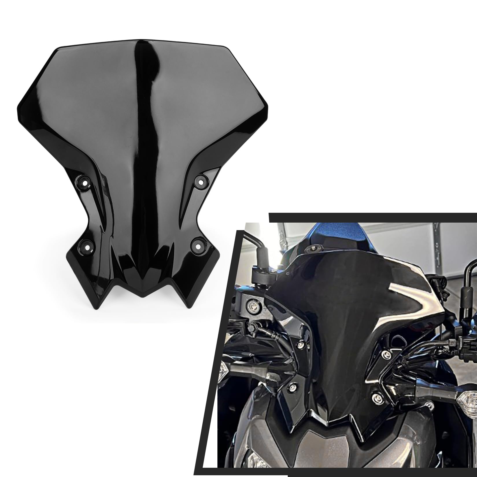 Photo 1 of PSLER Windshield for Z900 2021-2023 - Windshield Windscreen Baffle Air Wind Deflector Front Flyscreen for Z900 Z 900 2020-2023 Z650 2021-2023,Black