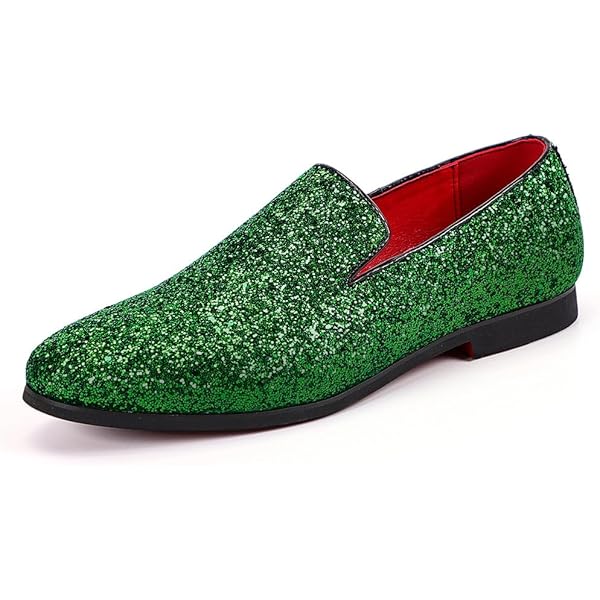 Amazon.com | SPK04 Men's Vintage Glitter Dress Loafers Slip On Shoes  Classic Tuxedo Dress Shoes (Green, Numeric_6_Point_5) | Loafers & Slip-Ons