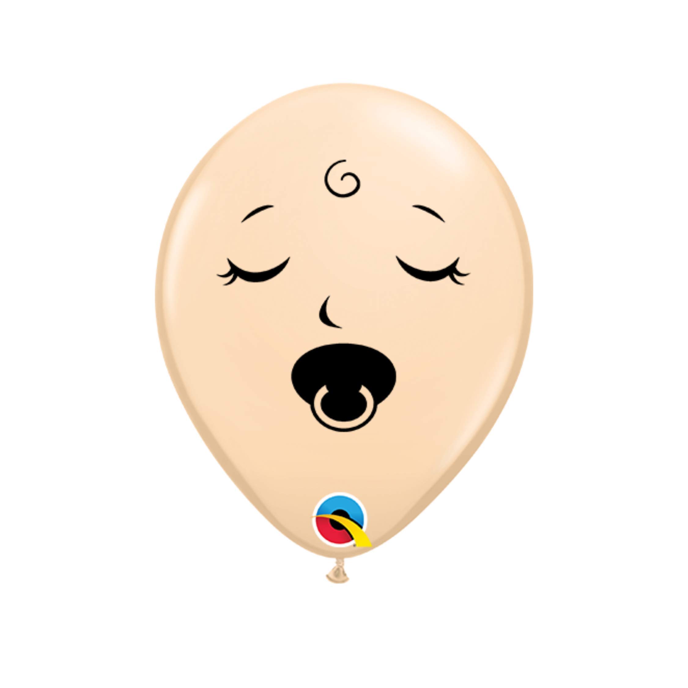 05" Round Blush 100Ct Sleeping Pacifier Baby Face Balloons Bag of 100 Balloons