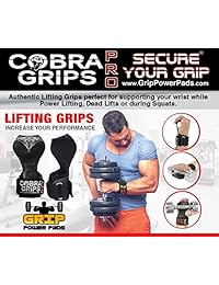 Cobra Grips Pro guantes de levantamiento de pesas, correas resistentes, ganchos alternativos de levantamiento de potencia, mejor para levantamiento de muertes, muñequeras de apoyo para culturismo