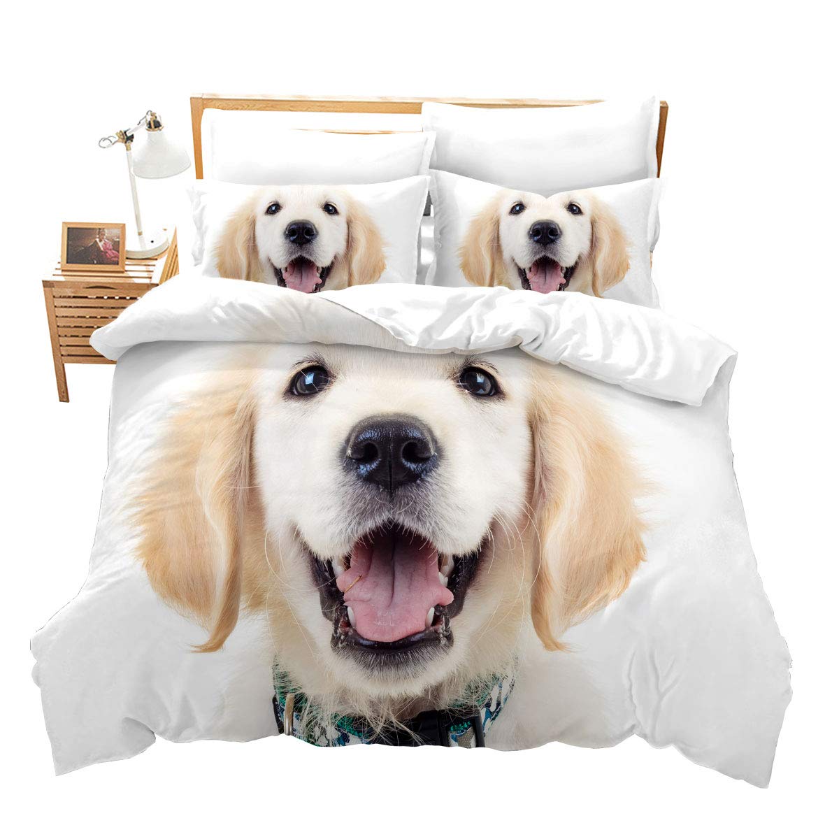 Loussiesd Labrador Bedding Set King Size for Boys Girls Kids Teens Pet Animal Bed Cover Puppy Dog Comforter Cover with 2 Pillowcases Soft Microfiber Zipper Gift Decorative Bedspread Cover 3 Pcs — image 1