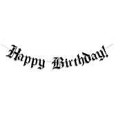 Gothic Letter Old English Birthday Banner - Funeral Banner for 20th 30th 40th Birthday