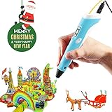 3D Pen,SHONCO 3D Printing Pen with LCD Screen Display for 3D Drawing Modeling Arts Crafts Doodle with 3 Color 1.75mm ABS Filament (Blue)
