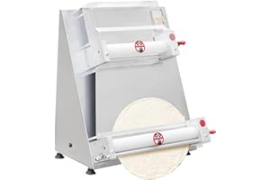 GRFCEVUE Pizza Dough Roller Sheeter, 4-16" Automatic Commercial Dough Roller Sheeter 110V 370W Electric Pizza Dough Roller Stainless Steel, Suitable for Noodle Pizza Bread and Pasta Maker Equipment