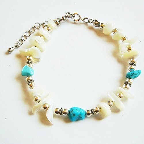 Amazon 夏色 ターコイズ ハンドメイド パワーストーンブレスレット アンクレット レディース メンズ アンクレット 通販