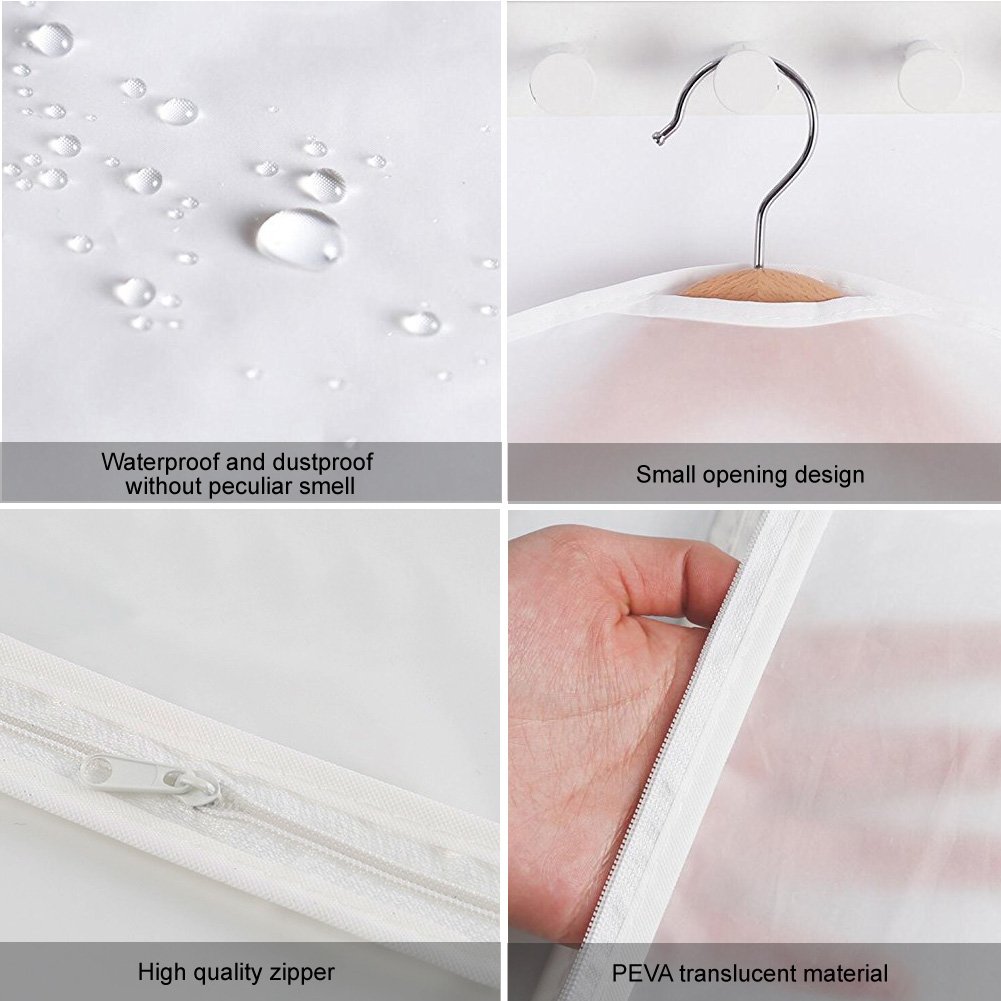 Garment Bags Dress Long Suit Bag -Hanging Dust Cover White Clear Breathable for Dance Clothes(Pack of 5)