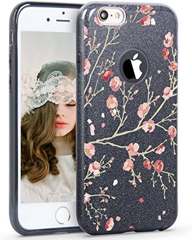 iPhone 6 plus Case iphone 6s plus Cover Luxury Glitter Bling Case Sparkle Bling Designer Three Layer Shining case cover for Apple iPhone 6plus/6s plus 5.5" Cherry Blossoms (3)