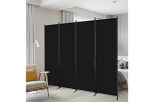 AKTOP 4 Panel Room Divider, 6FT Portable Wall Divider for Room Separation, 88"W Fabric Partition Room Dividers and Folding Privacy Screens, Freestanding Room Separators for Home Office Bedroom, Black