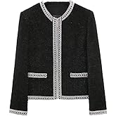 Generic Women Black Tweed Top Autumn/Winter Classic Jacket For Socialites Thickened