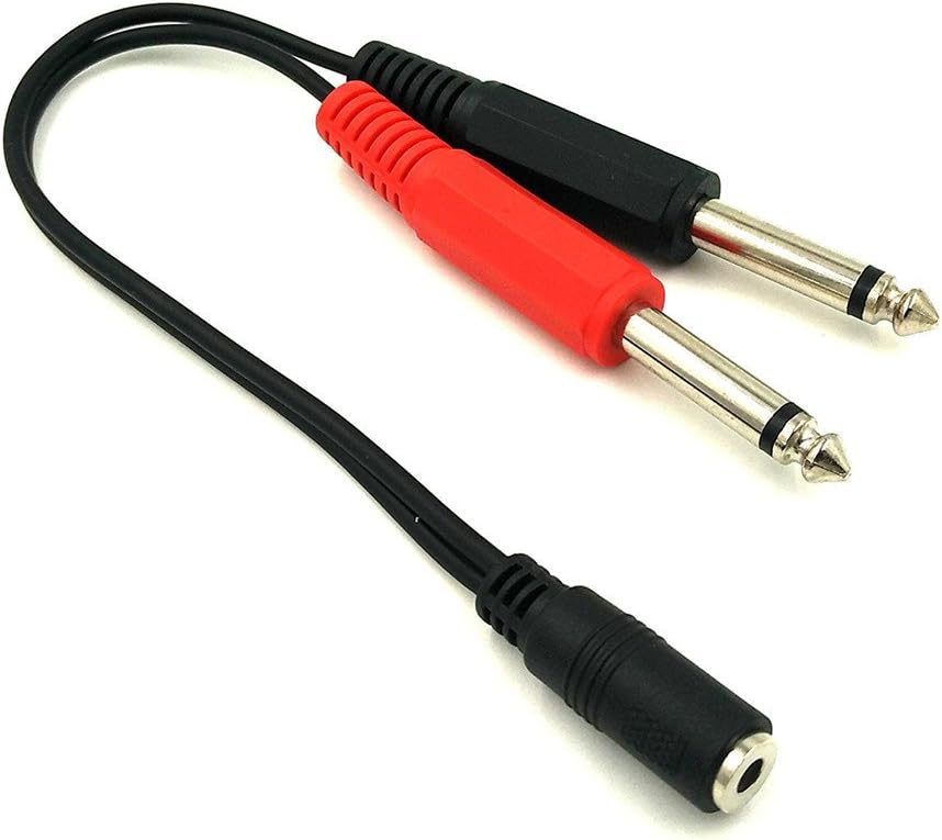 Nightwolf ® 20cm 8inch 3.5mm 1/8 inch TRS Stereo Female to 2 Dual 1/4 Inch 6.35mm Mono TS Male Y Splitter Cable - Image 4