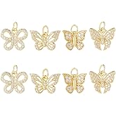 Hobbspring Cubic Zirconia Charms 18K Gold Plated Dangle Charms Brass Micro Pave Insect Charm with Jump Rings for Making DIY Crafts